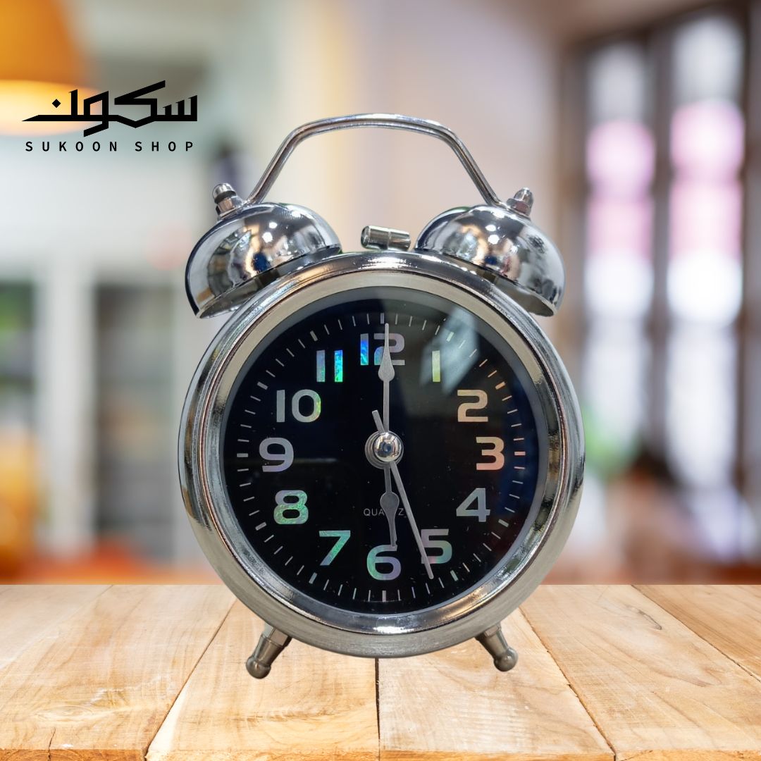 Bell Alarm Clock with Light Silver