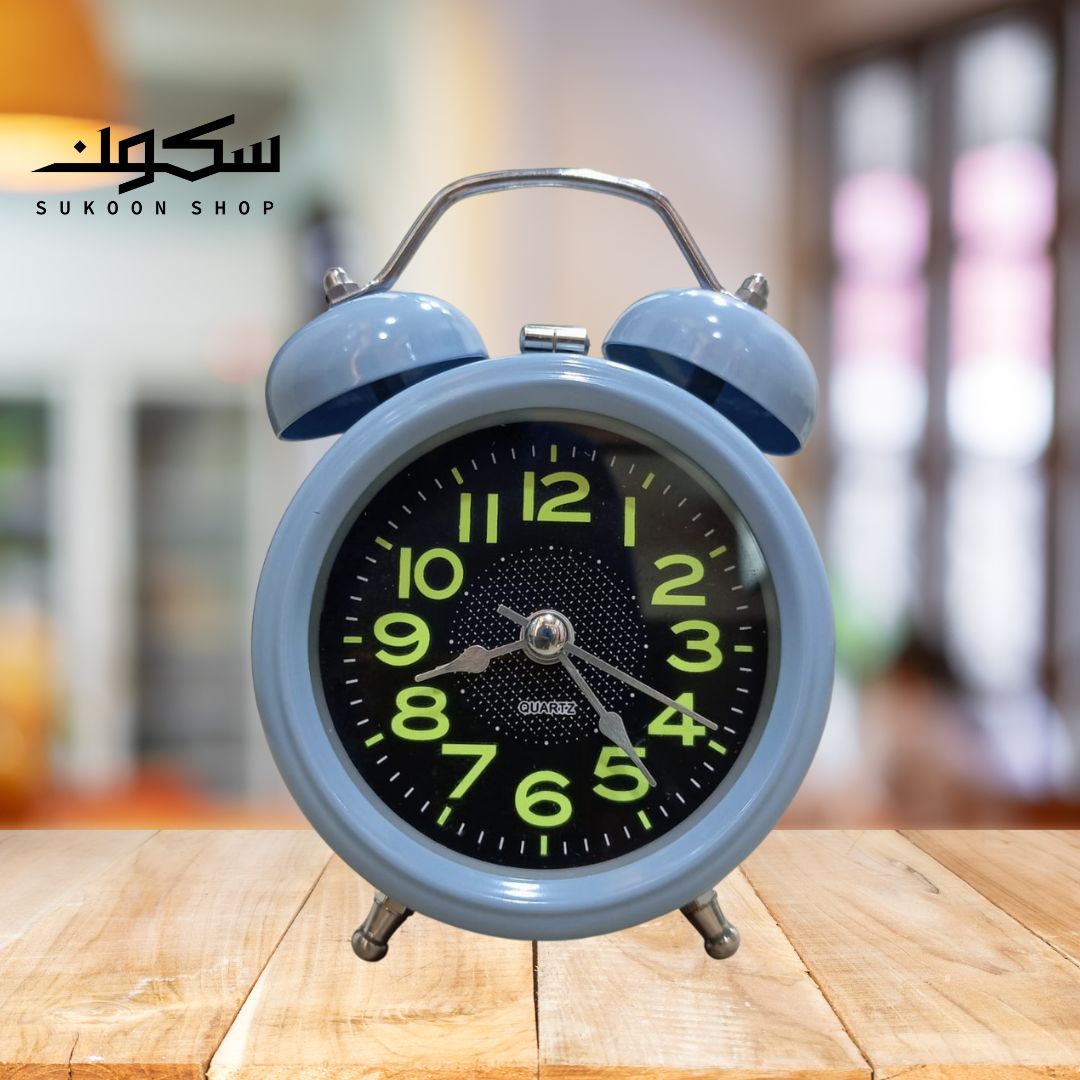 Bell Alarm Clock with Light and Radium Dial Blue