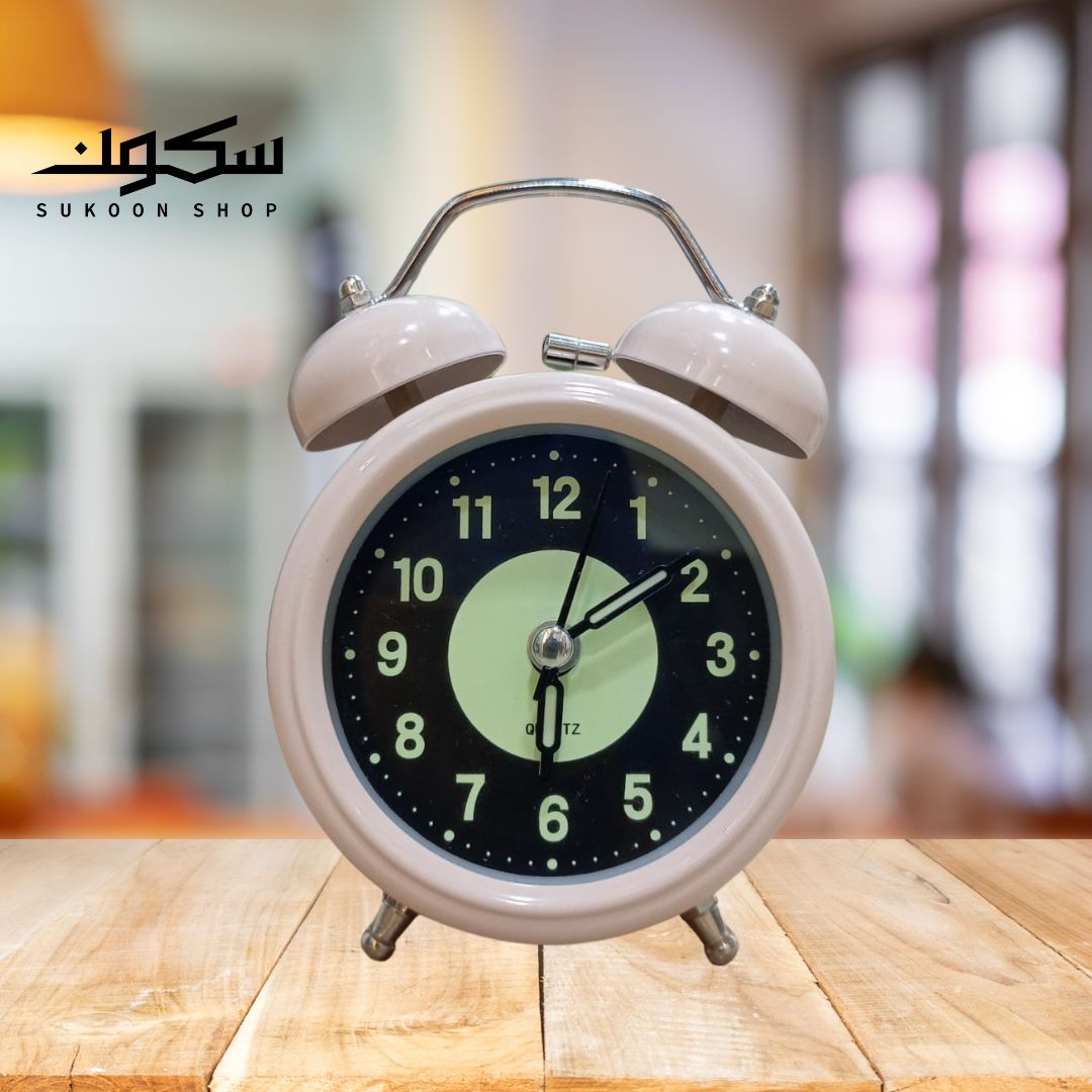 Bell Alarm Clock with Light and Radium Pink